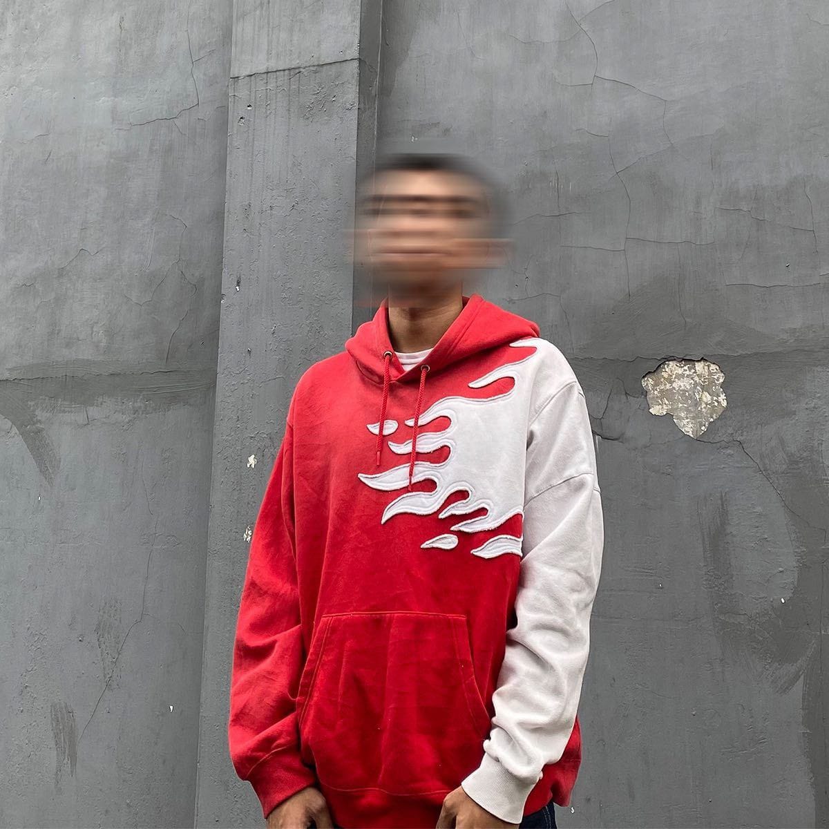 Suspended Clothing "Inferno" Upcycled Flame Hoodie – Handcrafted, One-of-a-Kind Streetwear