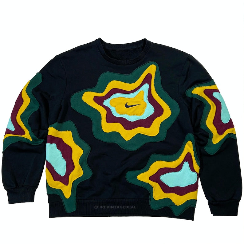 Upcycled Patchwork Sweatshirt – Handcrafted Unisex Streetwear | Sustainable Fashion