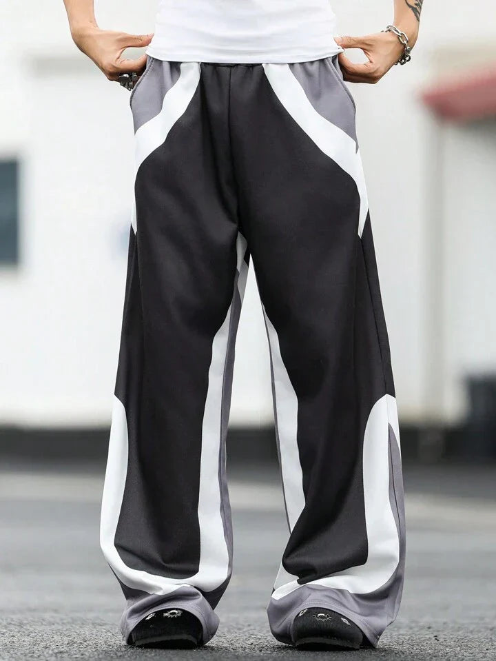 Suspended Clothing Abstract Flow Wide-Leg Sweatpants – Black & White