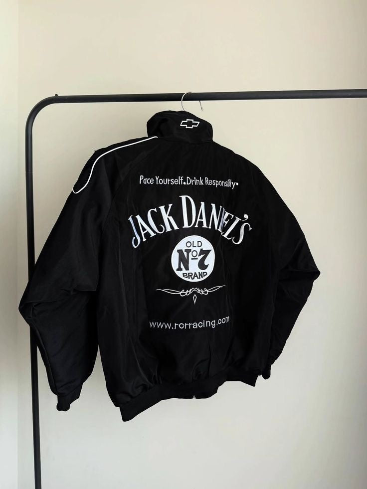 Retro Printed Jack Daniel's Racing Jacket | Water-Resistant