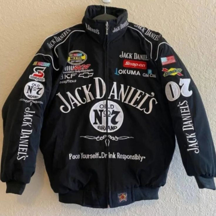 Retro Printed Jack Daniel's Racing Jacket | Water-Resistant