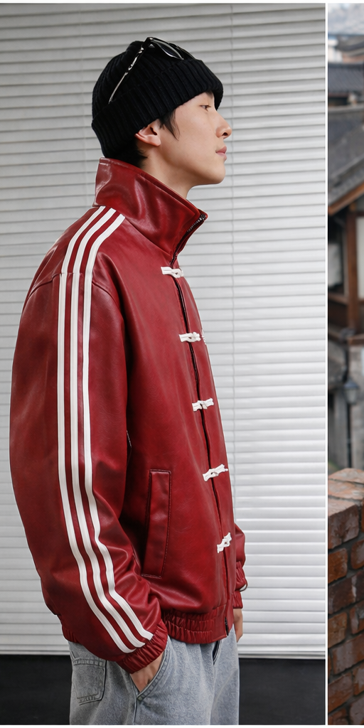 Suspended Clothing CNY Leather Jacket – Chinese Knot Streetwear Faux Leather Jacket Unisex | Premium Lunar New Year Inspired Street Fashion