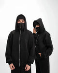 Suspended Clothing Void Duo pack of 2 black balaclava hoodies in high-density 450GSM obsidian fleece.