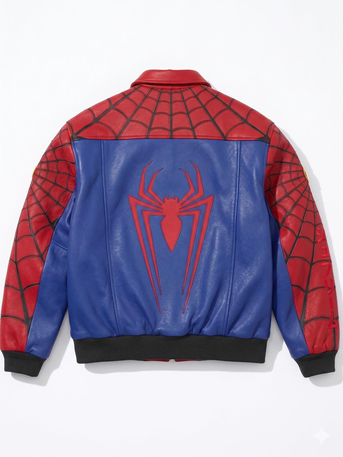 Suspended Clothing Spider Web Racing Leather Jacket - Red & Blue Y2K Streetwear Biker Jacket